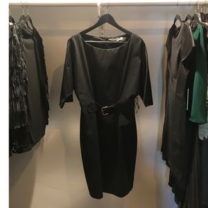 Moschino: Black Cotton Blend Dress with Stretch